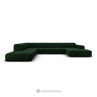 Aksominė kampinė sofa &#39;chicago&#39; buteliukas žalia, aksominė, kairė