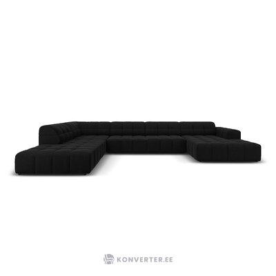 Velvet corner sofa &#39;chicago&#39; black, velvet, left