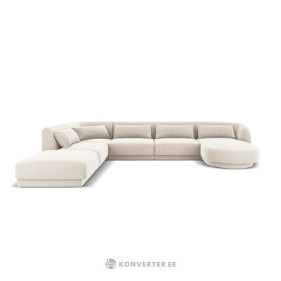 Aksominė kampinė sofa &#39;tulum&#39; šviesiai smėlio spalvos, aksominė, kairė