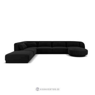 Aksominė kampinė sofa &#39;tulum&#39; juoda, aksominė, kairė