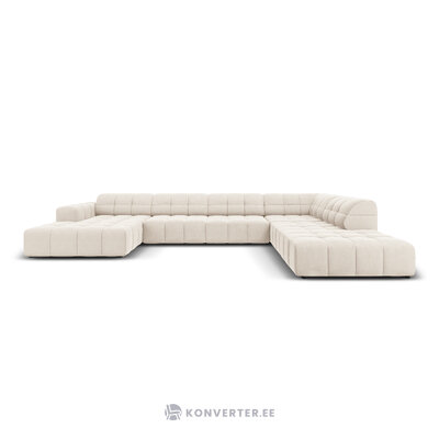 Aksominė kampinė sofa &#39;chicago&#39; šviesiai smėlio spalvos, aksominė, geriau