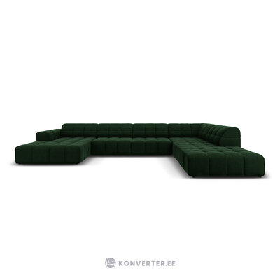 Aksominė kampinė sofa &#39;chicago&#39; buteliukas žalia, aksominė, geriau