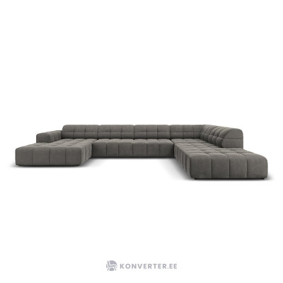 Velvet corner sofa &#39;chicago&#39; light grey, velvet, better