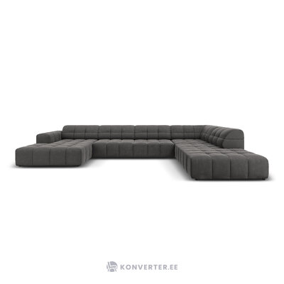 Aksominė kampinė sofa &#39;chicago&#39; pilka, aksominė, geriau