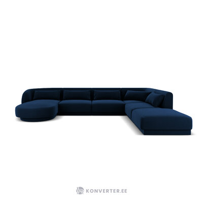 Aksominė kampinė sofa &#39;tulumas&#39; giliai mėlyna, aksominė, geriau