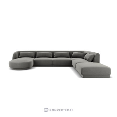 Velvet corner sofa &#39;tulum&#39; light grey, velvet, better