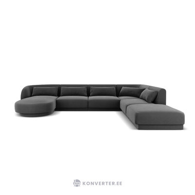 Aksominė kampinė sofa &#39;tulumas&#39; pilka, aksominė, geriau