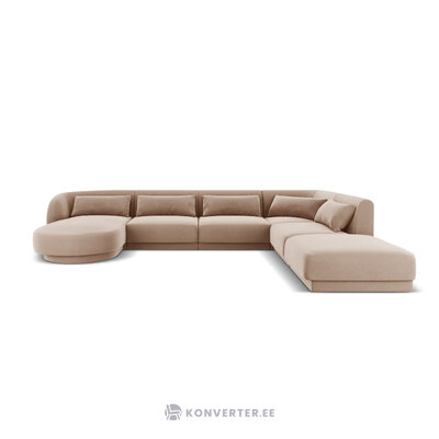 Aksominė kampinė sofa &#39;tulum&#39; smėlio spalvos, aksominė, geriau