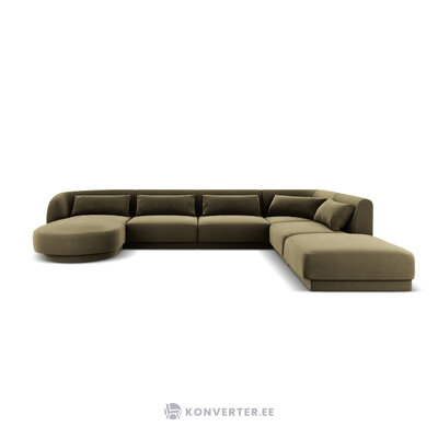 Aksominė kampinė sofa &#39;tulumas&#39; žalia, aksominė, geriau