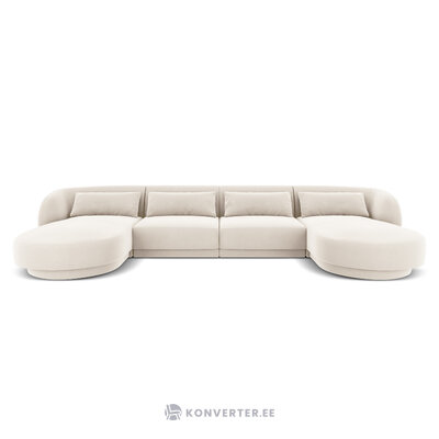 Velvet panoramic sofa &#39;tulum&#39; light beige, velvet