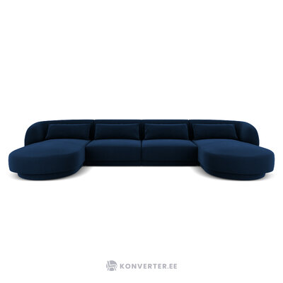 Velvet panoramic sofa &#39;tulum&#39; deep blue, velvet