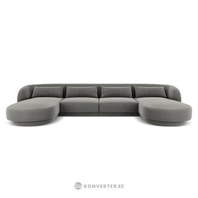 Velvet panoramic sofa &#39;tulum&#39; light grey, velvet