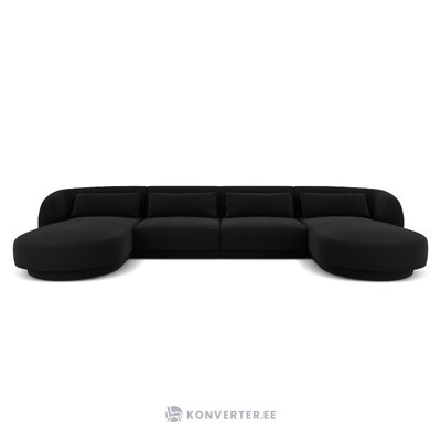 Aksominė panoraminė sofa &#39;tulum&#39; juoda, aksominė