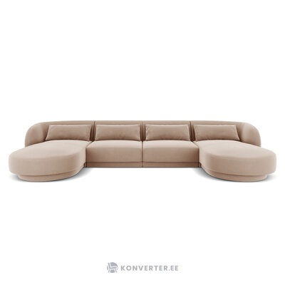 Aksominė panoraminė sofa &#39;tulum&#39; beige, aksominė