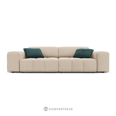 Aksominė sofa (luc) smėlio spalvos, aksominė