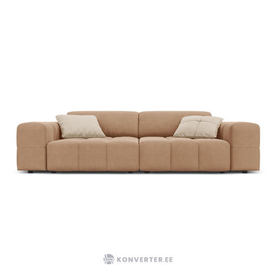 Aksominė sofa (luc) tamsiai smėlio spalvos, aksominė