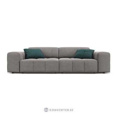 Aksominė sofa (luc) šviesiai pilka, aksominė