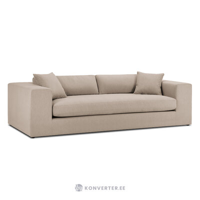 Sofa-lova (trend) tamsiai smėlio spalvos, struktūrinio audinio