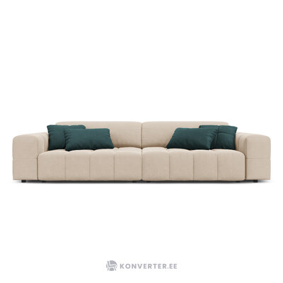 Aksominė sofa (luc) smėlio spalvos, aksominė