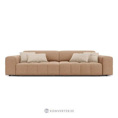 Aksominė sofa (luc) tamsiai smėlio spalvos, aksominė