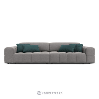 Aksominė sofa (luc) šviesiai pilka, aksominė