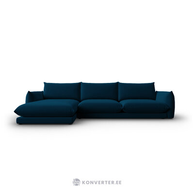 Kampinė sofa &#39;naima&#39; tamsiai mėlyna, aksominė, kairė