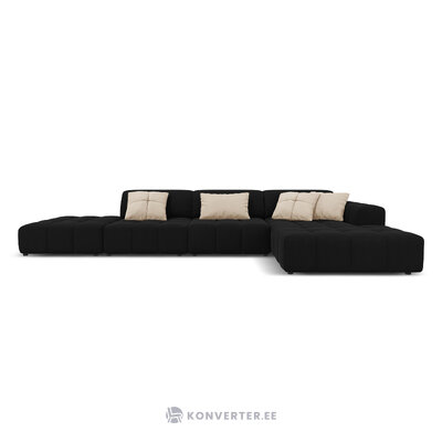 Aksominė sofa (luc) juoda, aksominė, juoda plastikinė, geriau