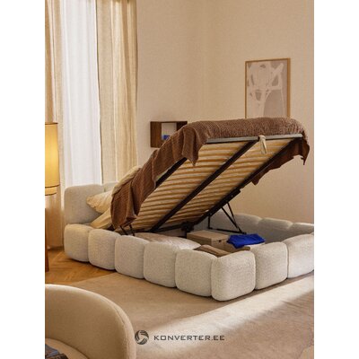 Krēmkrāsas gulta ar uzglabāšanas kasti Boucle (Tayla) 200x200