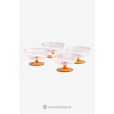 Orange dessert bowl (flora) 4 pcs