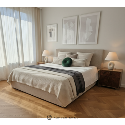 Gulta ar uzglabāšanas vietu (izvelkama) 160x200 bēša