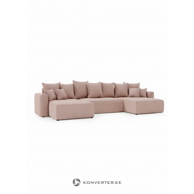 Rozā U-veida dīvāngulta ar plauktu (bari u) komforts
