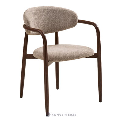 Dining Chair with Armrests Levanto Sand-Colored/Dark Brown Wood Imitation (House Nordic)