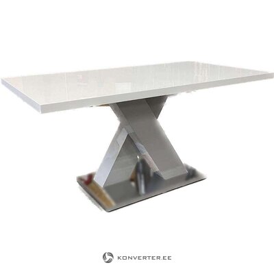 White high-gloss dining table intact