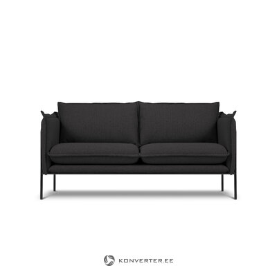 Sofa (andrea) interieurs 86 antracitas1, struktūrinis audinys, juodas metalas