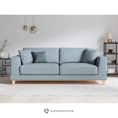 Sofa (clemence) interieurs 86 light blue, velvet, natural beech wood