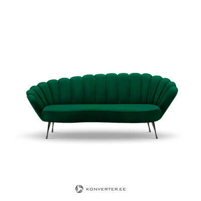 Dīvāns (varenne) interieurs 86 pudele zaļš, samts, melns pērļu metāls