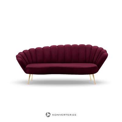 Sofa (varenne) interieurs 86 violetinė, aksominė, aukso spalvos metalas