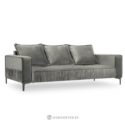 Sofa (triomphe) interieurs 86 light grey, velvet, black chrome metal