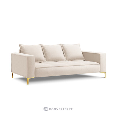 Sofa (zelda) interieurs 86 šviesiai smėlio spalvos, struktūrinis audinys, auksinis metalas