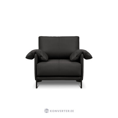 Krēsls (zoe) interieurs 86 melns, īsta āda, melns metāls