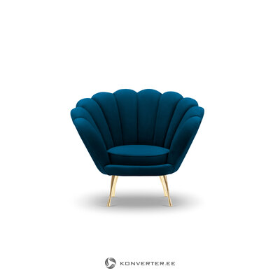 Кресло (варенн) интерьер 86 темно-синий, бархат, золотой металл