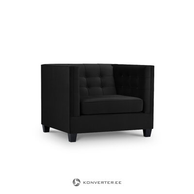 Armchair (grenelle) interieurs 86 black, velvet, black beech