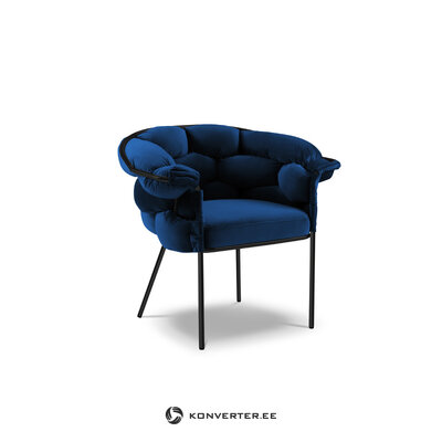 Chair (denis) interieurs 86 deep blue, velvet, black metal frame