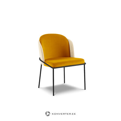Chair (frederic) interieurs 86 yellow, structured fabric, black metal