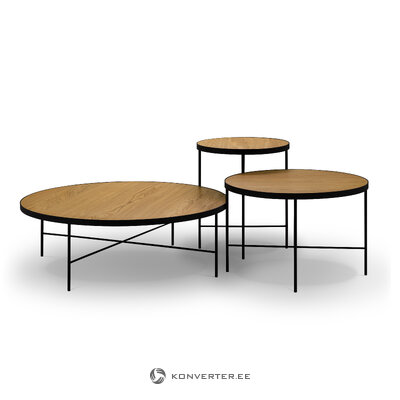 Coffee table set (orsay) interieurs 86 natural oak veneer, wood, black metal