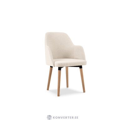Бархатное кресло (canon) koko home светло-бежевый, структурная ткань, натуральный бук