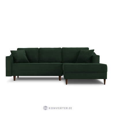 Угловой диван-кровать (ария) кокосовый домашний бутылочно-зеленый, синель, коричневый бук, лучше