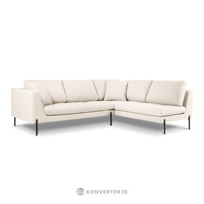 Corner sofa (gliss) koko home light beige, structured fabric, black metal, better