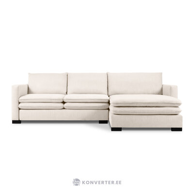 Угловой диван (сцена) коко хоум светло-бежевый, структурная ткань, черный бук, лучше