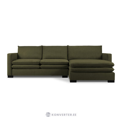 Угловой диван (сцена) коко хоум зеленый, структурная ткань, черный бук, лучше